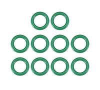 sourcing map Flúor Caucho Tóricas Juntas, 10mm OD 6mm ID 2mm Ancho FKM Sello Junta para Maquinaria Plomería, Verde, Paquete de 10