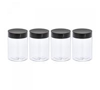 sourcing map Frascos de plástico redondos con tapa de rosca negra, recipientes vacíos transparentes de boca ancha de 3 oz/ 100 ml para almacenamiento, organización de 4 piezas