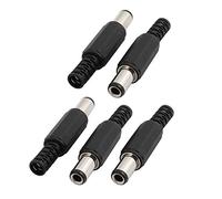 sourcing map Bricolaje Plástico Funda DC Alimentación Macho Enchufe Conector Negro 6.3mm x 3.0mm 5uds