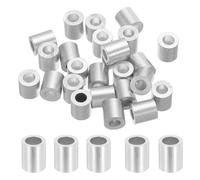 sourcing map Funda de aluminio para crimpado de 5/32 pulgadas, 4 mm, virola redonda única de 10 mm de altura, color plateado, 25 piezas