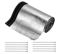 sourcing map Funda de cubierta térmica aluminizada plateada de 40 mm de diámetro interior x 100 cm, funda de cable de calor para manguera de protección térmica con gancho y bucle, 10 bridas de acero