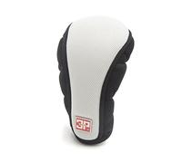 sourcing map Funda de pomo de Palanca de Cambio Cremallera Blanco Negro microfibr