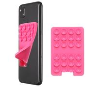 sourcing map Funda de silicona con ventosa para teléfono, soporte adhesivo antideslizante para teléfono, soporte con ventosa de 8,6 x 5,8 cm para teléfono celular, selfie y video, color rojo rosa