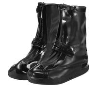 sourcing map Funda impermeable antideslizante para zapatos, protectores de zapatos con doble hebilla para mujer, para lluvia y exteriores, Black, Large