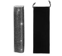 sourcing map Funda negra para mango de micrófono, mango de micrófono con diamantes de imitación para la mayoría de micrófonos inalámbricos universales, micrófono no incluido (con bolsa de terciopelo