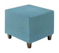 sourcing map Funda otomana cuadrada, funda otomana jacquard con parte inferior elástica, fundas elásticas para reposapiés para protector de muebles de sala de estar (azul oscuro, tamaño pequeño)