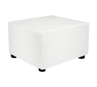 sourcing map Funda otomana elástica cuadrada de sarga con elástico para taburete de pie, sala de estar, dormitorio, longitud de 57-70 cm, tamaño mediano, color blanco