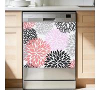 sourcing map Funda para lavavajillas, 43 x 58,5 cm, gancho y bucle, cubierta decorativa para puerta delantera, panel de nevera, calcomanía para electrodomésticos, cocina, color rosa y gris
