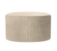 sourcing map Funda para otomana redonda, jacquard con parte inferior elástica de 50 cm a 58 cm de diámetro, fundas elásticas para reposapiés para protector de muebles, color caqui