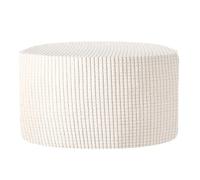 sourcing map Funda para otomana redonda, jacquard con parte inferior elástica de 50 cm a 58 cm de diámetro, fundas elásticas para reposapiés para protector de muebles, color blanco