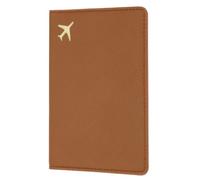sourcing map Funda para pasaporte, funda protectora de piel sintética impermeable para pasaporte para mujeres y hombres, Brown, M, Moderno