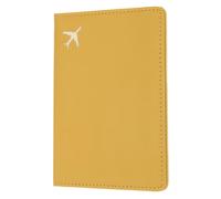 sourcing map Funda para pasaporte, funda protectora de piel sintética impermeable para pasaporte para mujeres y hombres, Amarillo, M, Moderno