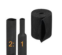 sourcing map Funda trenzada termorretráctil de relación 2:1 de 1-3/16 pulgadas de diámetro interior de 3 pies de diámetro interior de 3 pies, mangas de cable trenzado, protección de tubo retráctil