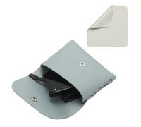 sourcing map Fundas de cuero para gafas, 9.4 cm x 2.0 cm x 7.4 cm, bolsa de almacenamiento portátil para gafas con botón y paño de limpieza para mujeres y hombres, almacenamiento plegable para gafas