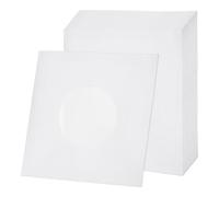 sourcing map Fundas interiores de papel de vinilo de 7 x 7 pulgadas, 20 fundas de papel kraft antiestático de 110 g/m², agujero central con forro de poliéster para álbumes LP (blanco)