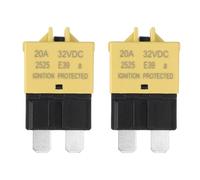 sourcing map Fusible manual reiniciable, 32 V CC 20 A E39 de perfil bajo ATC/ATO fusibles de reinicio manual para coche, camión, RV, SUV, marina, barco, motocicleta, paquete de 2