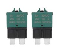 sourcing map Fusible reajustable manual, 32 V CC 6 A E39 de perfil bajo ATC/ATO fusibles de reinicio manual de cuchilla para coche, camión, RV, SUV, marina, barco, motocicleta, paquete de 2