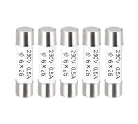 sourcing map Fusibles de Cerámico Cartucho 0.5A 250V 6x25mm Fusibles Cerámicos de Acción Rápida Reemplazo para Amplificador Energía Ahorro Lámpara Balastro 5uds