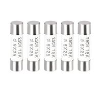 sourcing map Fusibles de Cerámico Cartucho 15A 250V 6x25mm Fusibles Cerámicos de Acción Rápida Reemplazo para Amplificador Energía Ahorro Lámpara Balastro 5uds
