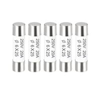 sourcing map Fusibles de Cerámico Cartucho 20A 250V 6x25mm Fusibles Cerámicos de Acción Rápida Reemplazo para Amplificador Energía Ahorro Lámpara Balastro 5uds