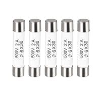 sourcing map Fusibles de Cerámico Cartucho 2A 500V 6x30mm Fusibles Cerámicos de Acción Rápida Reemplazo para Amplificador Energía Ahorro Lámpara Balastro 5uds