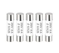sourcing map Fusibles de Cerámico Cartucho 8A 250V 6x25mm Fusibles Cerámicos de Acción Rápida Reemplazo para Amplificador Energía Ahorro Lámpara Balastro 5uds