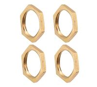 sourcing map G1/2 Bloqueo Tuerca, Hexagonal Latón Hembra Contratuerca para Plomería 4 Piezas