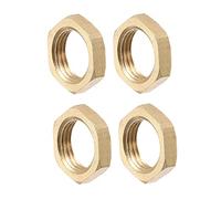 sourcing map G1/8 Bloqueo Tuerca, Hexagonal Latón Hembra Contratuerca para Plomería 4 Piezas
