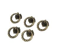 sourcing map Gabinete Cajón Puerta Estilo Vintage Metal Tirador Anillo De Bronce Tono 5Pcs