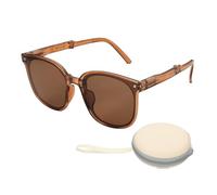 sourcing map Gafas de sol para hombre, lentes de sol retro de policarbonato con protección solar, Tan