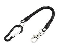 sourcing map Gancho de mosquetón Broche de Langosta Negro acollador Enrollado Llavero de Resorte