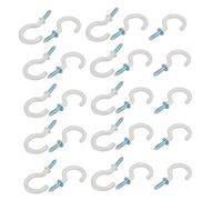 sourcing map Ganchos Colgadores De Copa Abierto De Techo Blanco 25Pcs De Tornillo Revestido De Plástico De 1 Pulgada