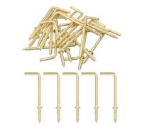 sourcing map Ganchos de ángulo recto, 40 ganchos de tornillo en forma de L de 2 pulgadas, ganchos de tornillo de metal en 7 formas de ángulo recto para colgar, color dorado