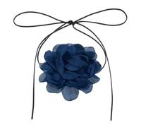 sourcing map Gargantilla de flores para mujer, gargantilla grande de terciopelo con flores, ajustable, collares florales largos, accesorios para mujer, boda, fiesta de graduación, azul oscuro