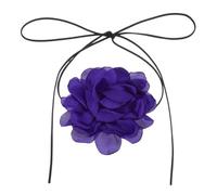 sourcing map Gargantilla de flores para mujer, gargantillas grandes de terciopelo con flores, ajustables, collares florales largos, accesorios para mujer, boda, fiesta de graduación, color morado
