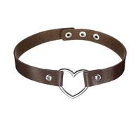 sourcing map Gargantilla de piel sintética, collar de gargantilla de corazón de amor, gótico, punk, grunge, emo, collar gótico, accesorios de joyería, collar de poliuretano ajustable para mujer, color