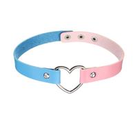 sourcing map Gargantilla de piel sintética, collar de gargantilla de corazón de amor, gótico, punk, grunge, emo, collar gótico, accesorios de joyería, collar de poliuretano ajustable para mujer, azul