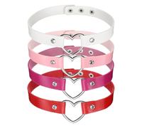 sourcing map Gargantillas de piel sintética, collar de gargantilla de corazón de amor, gótico, punk, grunge, emo, collar gótico, accesorios de joyería, collar de poliuretano ajustable para mujer, rosa