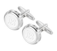sourcing map Gemelos clásicos con inicial para hombre, gemelos de cobre para hombre, alfabeto de la A a la Z, 26 letras plateadas B, esmoquin, camisa, gemelos con caja de regalo para negocios casuales