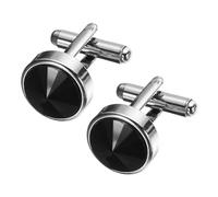 sourcing map Gemelos de cristal, gemelos redondos de cobre para hombres, negocios, novio, boda, fiesta, cumpleaños, 1.5 cm, Cobre, Cristal