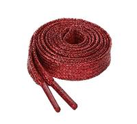 sourcing map Glitter brillante metálico brillante brillante brillante brillante zapatillas de deporte cordones zapatos cordones cordones cuerdas rojo 110CM