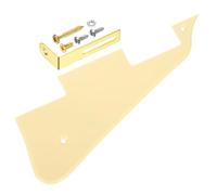 sourcing map Golpeador de guitarra LP de 1 capa, 2 agujeros, placa para arañazos con soporte cromado dorado para Les Standard Series, beige