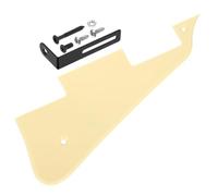 sourcing map Golpeador de guitarra LP de 1 capa, 2 agujeros, placa para arañazos con soporte cromado negro para Les Standard Series, beige