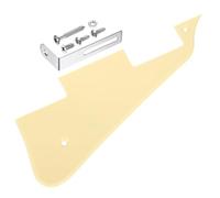 sourcing map Golpeador de guitarra LP de 1 capa, 2 agujeros, placa para arañazos con soporte cromado plateado para Les Standard Series, beige