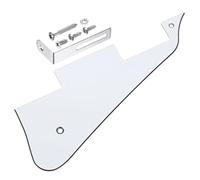 sourcing map Golpeador de guitarra LP de 3 capas, 2 agujeros, placa para arañazos con soporte cromado plateado para Les Standard Series, blanco, negro y blanco