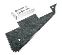 sourcing map Golpeador de guitarra LP de 4 capas, 2 agujeros para guitarra eléctrica, placa para arañazos con soporte cromado plateado para Les Standard Series, Black Pearl