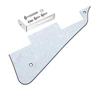 sourcing map Golpeador de guitarra LP de 4 capas, 2 agujeros, placa para arañazos con soporte cromado plateado para Les Standard Series, color perla blanca