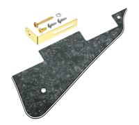 sourcing map Golpeador de guitarra LP de 4 capas, 2 agujeros, placa para arañazos con soporte cromado dorado para la serie Les Standard, perla negra