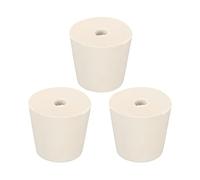 sourcing map Goma Cónico Tapón 25mm a 33mm con 8mm Agujero Prueba Tubos Tapones Tapón Blanco para Laboratorio Hogar 3uds