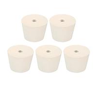 sourcing map Goma Cónico Tapón 32mm a 42mm con Agujero Prueba Tubos Tapones Tapón Blanco para Laboratorio Hogar 5uds